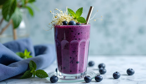 Blueberry-Mint Smoothie with Chickpea Sprouts