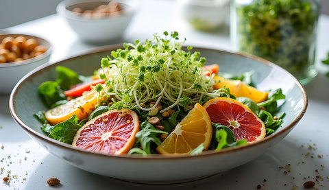 Citrus-Fennel Arugula and Broccoli Sprout Salad