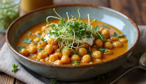 Lentil Sprout and Chickpea Curry
