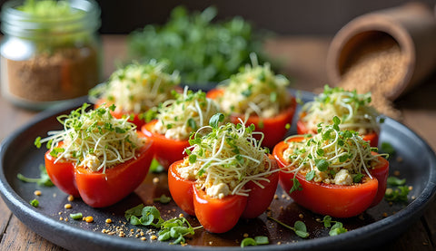 Lentil Sprout & Feta Stuffed Mini Peppers