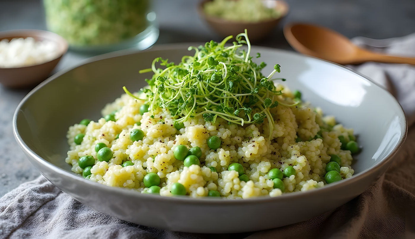 Broccoli Sprout Risotto with Peas – The Sprouting Company