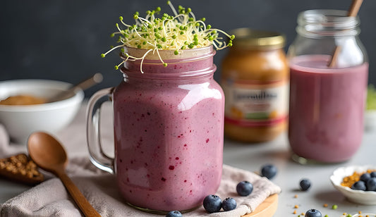 Peanut Butter & Jelly Smoothie with Sprouts