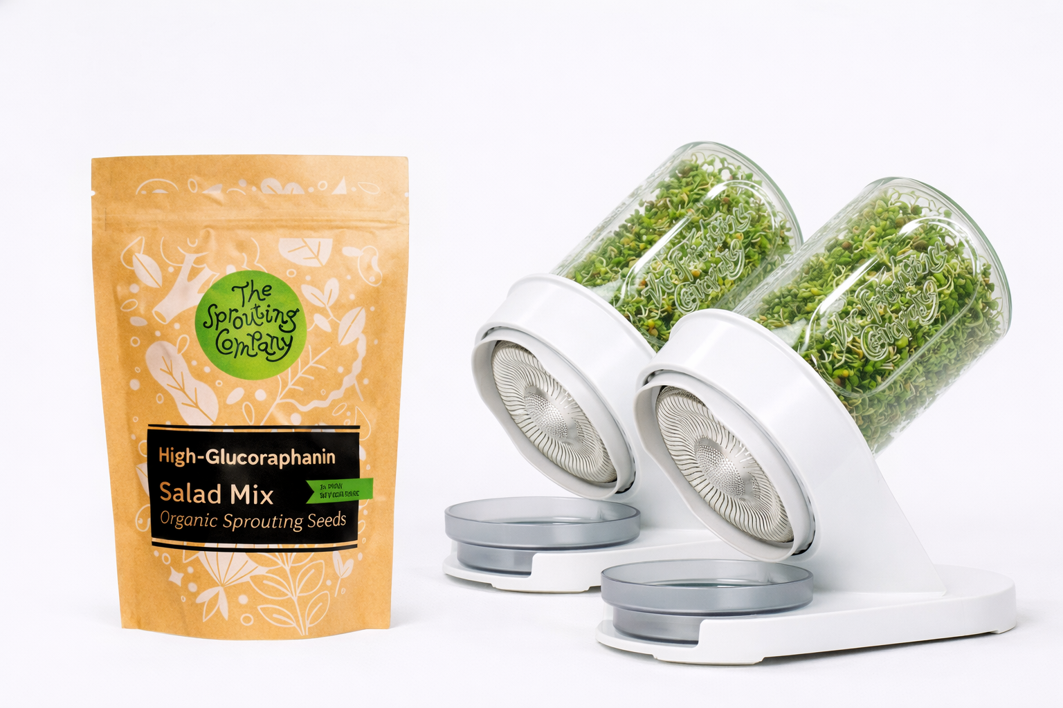 Starter Bundle: Organic High-Glucoraphanin Salad Mix - 2 Sprouters + 1x16oz bag