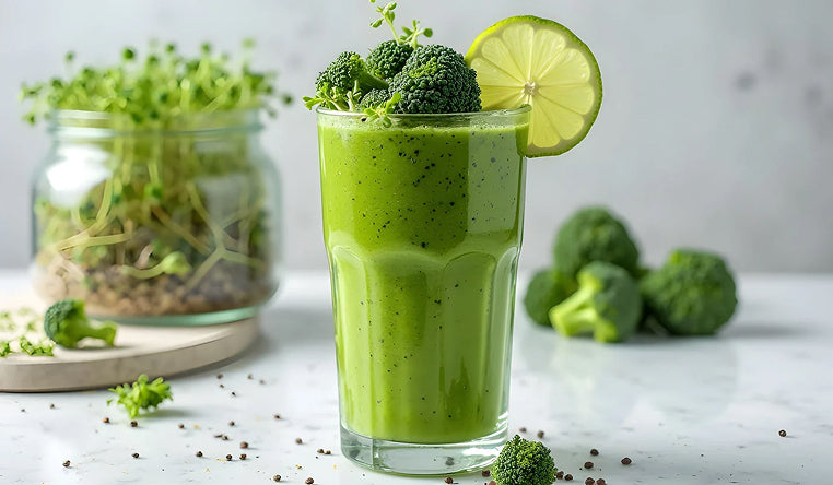 Glowing Green Broccoli Sprout Detox Smoothie