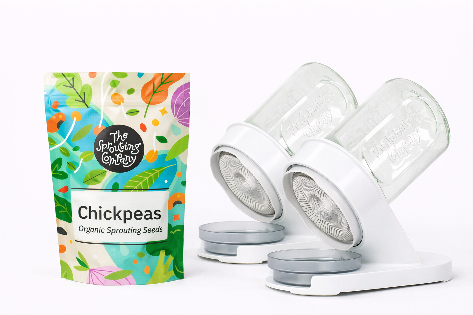 Organic chickpeas seeds with dual sprouter