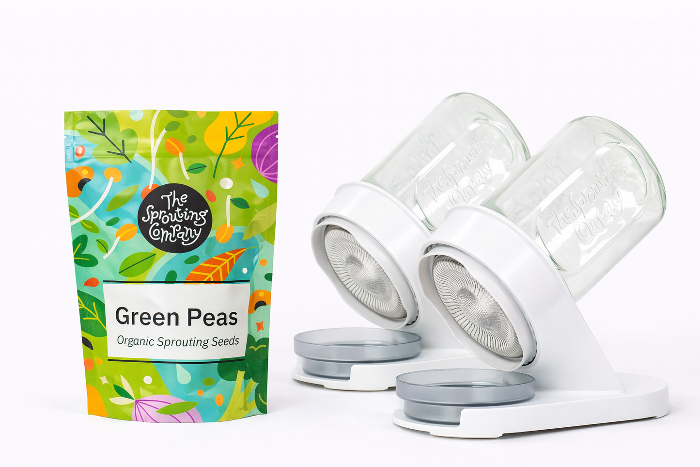 Organic green peas with dual sprouter